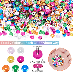140g 7 Farben Kunststoff-Paillettenperlen&nbsp;PVC-SC0001-13