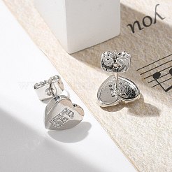 Orecchini a bottone con micro pavé di zirconi chiari in ottone placcato cremagliera&nbsp;EJEW-K299-01P-E