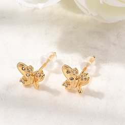 Pendientes de mariposa con micropavé de latón y circonitas cúbicas transparentes&nbsp;EJEW-C158-16B-G
