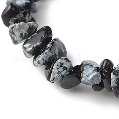 Pulseras elásticas de cuentas de obsidiana con copos de nieve naturales para niños&nbsp;BJEW-JB06388-06
