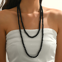 Collane lunghe in stile francese con perle finte in plastica rotonde da 8 mm per donna&nbsp;EA7399-1