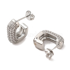 Orecchini a bottone da donna in ottone con micro pavé di zirconi trasparenti&nbsp;EJEW-A040-05P