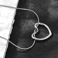 Colliers à chaîne serpent avec pendentif en forme de cœur creux en acier inoxydable 201 pour femmes&nbsp;NJEW-B124-02P