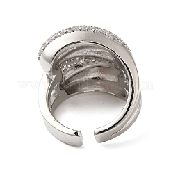 Anelli polsino aperto in ottone multistrato micro pavé di zirconi cubici trasparenti per donna&nbsp;RJEW-A046-16P