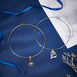 2 Stück 2 Farben Edelstahl starre Halsband Halskette machen&nbsp;NJEW-UN0001-86