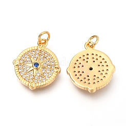 Ciondoli in ottone con micro pavé di zirconi trasparenti e blu royal&nbsp;ZIRC-O036-15G