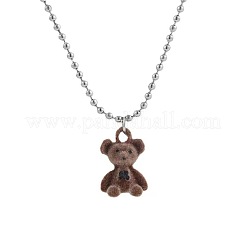 Colliers à chaîne à billes avec pendentif en alliage en forme d'ours floqué&nbsp;FS-WG62F8A-01