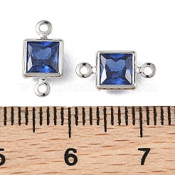 Shegrace Messing-Pavé-Zirkonia-Quadrat-Verbinder-Charms&nbsp;XGRQ2O562-440C-P