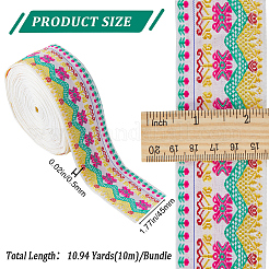 10m de rubans de fleurs en polyester brodés de style ethnique&nbsp;OCOR-WH0077-74B