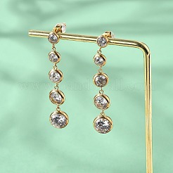 Boucles d'oreilles à pampilles en acier inoxydable 304 avec zircone cubique transparente&nbsp;EJEW-Z094-01C-G