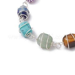 Bracelets sider en perles de pierres précieuses mixtes sur le thème des chakras pour femmes&nbsp;BJEW-JB11304