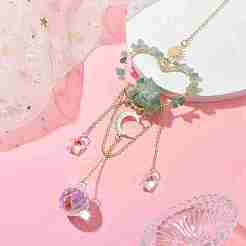 Perles d'aventurine verte naturelle avec pendentif en laiton&nbsp;HJEW-JM01815-02