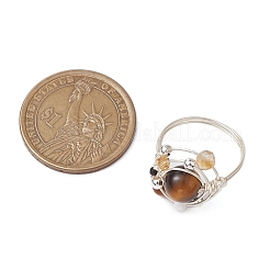 Planet natürliche Amethyst & Tigerauge & Citrin & Apatit & grüner Aventurin Fingerringe&nbsp;RJEW-TA00165