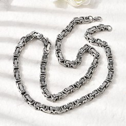 Collares de cadena bizantina de acero inoxidable 201 que no se deslustran&nbsp;NJEW-V0292-07