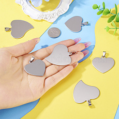 12 pz 2 stili 201 ciondolo tag vuoto con stampa a cuore in acciaio inossidabile&nbsp;STAS-TA0002-94