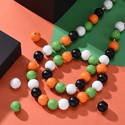 160 pcs 4 couleurs halloween perles de bois naturel peintes&nbsp;WOOD-LS0001-01P
