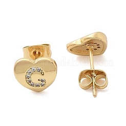 Orecchini a bottone con micro pavé di zirconi chiari in ottone placcato cremagliera&nbsp;EJEW-K299-01G-G