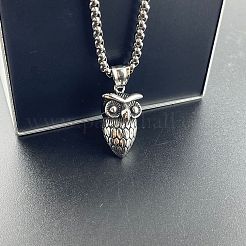 Collana punk con ciondolo gufo vintage in acciaio inossidabile 304&nbsp;AR8144