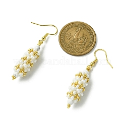 Orecchini pendenti con semi di vetro ovali&nbsp;EJEW-MZ00147-03
