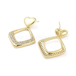Aretes de latón chapado en rack con micro pavé de circonio cúbico&nbsp;EJEW-B047-03G-09