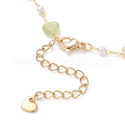Buntes Katzenaugenherz & Kunststoffperlen Messingkette Armbandherstellung&nbsp;AJEW-JB01387