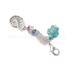 3 pz pendente in lega di conchiglia e scaglie di fluorite naturale&nbsp;HJEW-JM02921
