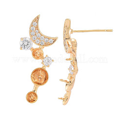 Micropave de latón claro fornituras de aretes de circonio cúbico cúbica&nbsp;KK-S364-060