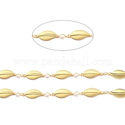 Catene di perle di vetro bianche fatte a mano in ottone&nbsp;CHC-M022-04G