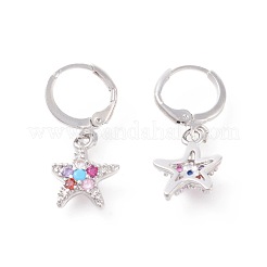 Orecchini a cerchio in ottone zirconi con micro pavé di ottone&nbsp;EJEW-F233-05P
