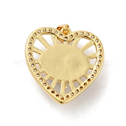 Coeur avec oeil en laiton micro pavé clair pendentifs en zircone cubique&nbsp;KK-G419-07G