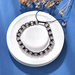Verstellbare Armbänder aus geflochtenen Perlen aus natürlichem Rosenquarz und nicht magnetischem synthetischem Hämatit&nbsp;BJEW-Z090-01B