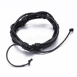 Verstellbare geflochtene Rindsleder- und gewachste Kordel-Armbänder&nbsp;BJEW-G575-15C