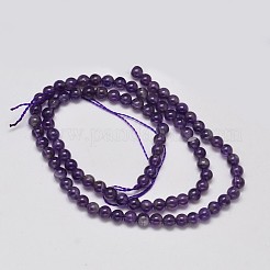Runde Klasse a natürliche Amethyst Perle Stränge&nbsp;G-F289-19-4mm