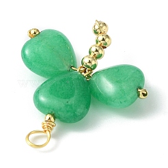 St. Patrick's Day natürliche malaysische Jade gefärbt Kleeblatt Anhänger&nbsp;X-PALLOY-JF02235-01