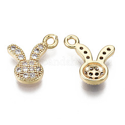 Breloques lapin micro zircon cubique en laiton&nbsp;KK-N231-124-NF