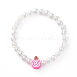 Braccialetti per bambini elasticizzati con perline acriliche trasparenti&nbsp;BJEW-JB06324-01
