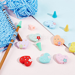 Stricknadelspitzenschutz aus Silikonherz und synthetischem Gummikegel&nbsp;DIY-NB0010-18