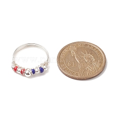 Anello da dito con perline intrecciate con semi giapponesi del giorno dell'indipendenza&nbsp;RJEW-TA00061