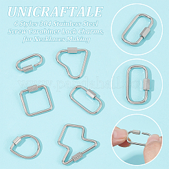 6 Stück 6 Stile 304 Edelstahl Schraube Karabiner Schloss Charms&nbsp;STAS-UN0059-96