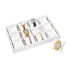 12-Schlitz-MDF mit PU-Leder überzogene Uhren-Organizer-Tabletts&nbsp;AJEW-WH0348-718A