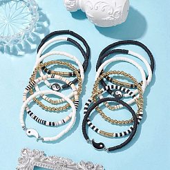 12 pièces de bracelets en argile polymère yin-yang&nbsp;BJEW-JB10227