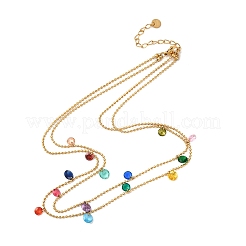 304 Edelstahl-Kugelkette mit bunten Zirkonia&nbsp;LS-NJEW-A051-05G