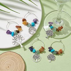 Charm für Weinglas „Baum des Lebens“ aus Legierung&nbsp;AJEW-JO00214