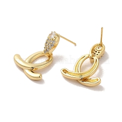 Orecchini da donna in ottone con micro pavé di zirconi cubici&nbsp;EJEW-E301-06G