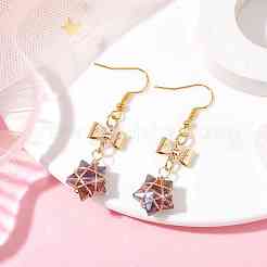 Aretes colgantes con estrella de vidrio&nbsp;EJEW-JE05548-01