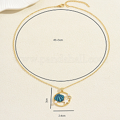 Böhmische Halsketten aus emailliertem Messing mit Ozean-Motiv und Imitationsperlenring mit Seestern- und Muschelanhänger für Damen&nbsp;QC9894