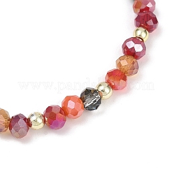 3 pz 3 colori sfaccettati rotondi perline di vetro placcato braccialetti elastici per le donne&nbsp;BJEW-JB11625