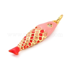 Pendenti in ottone con micro pavé di zirconi e smalto&nbsp;KK-H527-04G-01