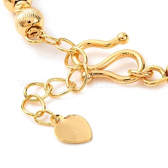 Braccialetti da donna con perline rondelle scanalate in ottone&nbsp;BJEW-G711-09G