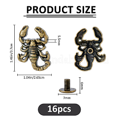 16 sachet de scorpion en alliage avec rivets décoratifs en fer&nbsp;BUTT-FH0001-035B